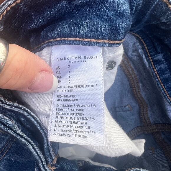 AEO American Eagle Hi Rise Shortie Next Level Stretch Jean Shorts Size 2 - Picture 4 of 5